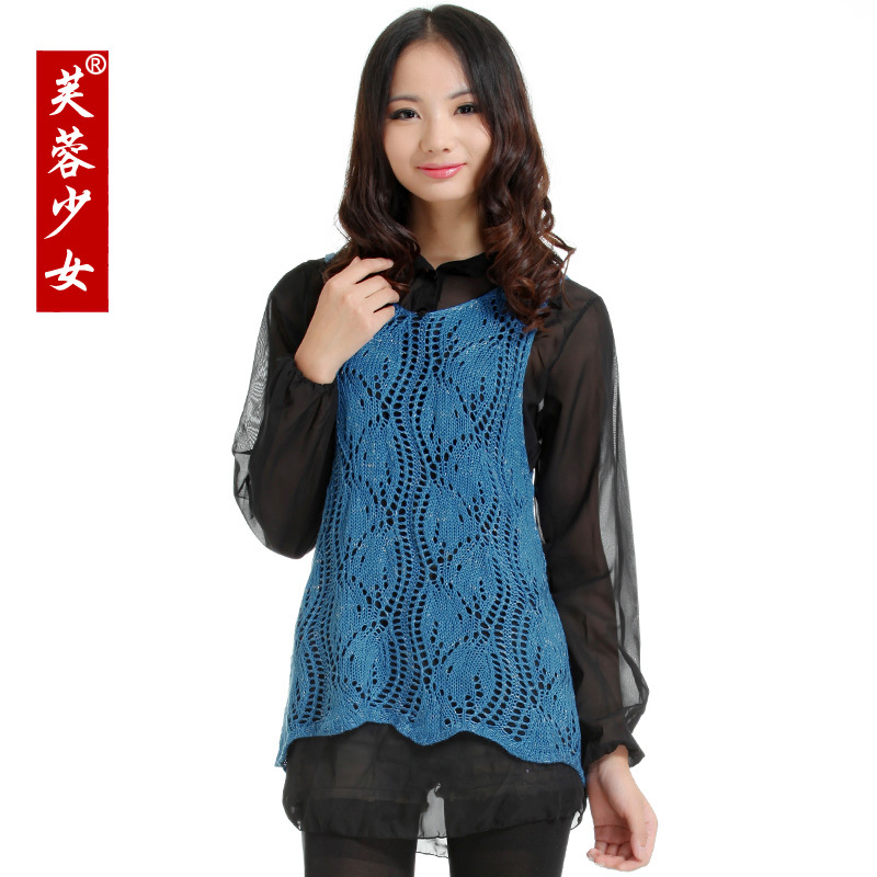 2012 autumn women's kaross cutout sweater twinset women's sleeveless basic sweater