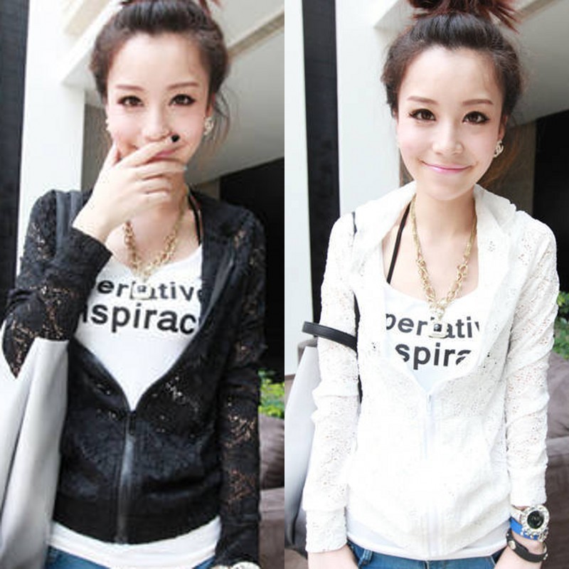 2012 autumn women's lace outerwear the trend of casual short jacket women hooded coat air conditioning shirt