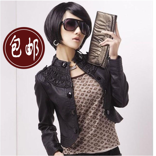 2012 autumn women's leather clothing short design leather clothing slim PU hot-selling leather