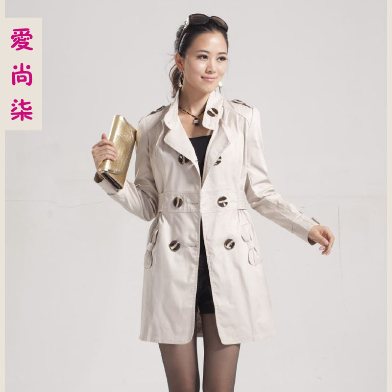 2012 autumn women's long-sleeve plus size trench female slim outerwear spring and autumn women's trench