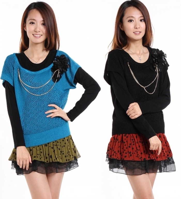 2012 autumn women's loose plus size batwing sleeve sweater pullover sweater cutout