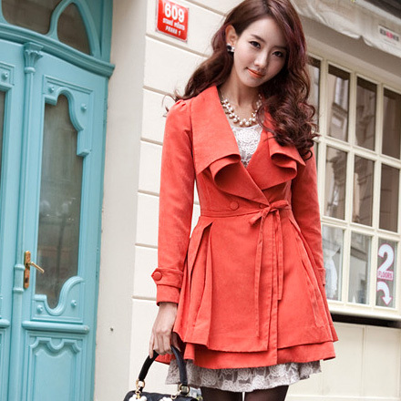 2012 autumn women's medium-long trench autumn and winter outerwear overcoat k96