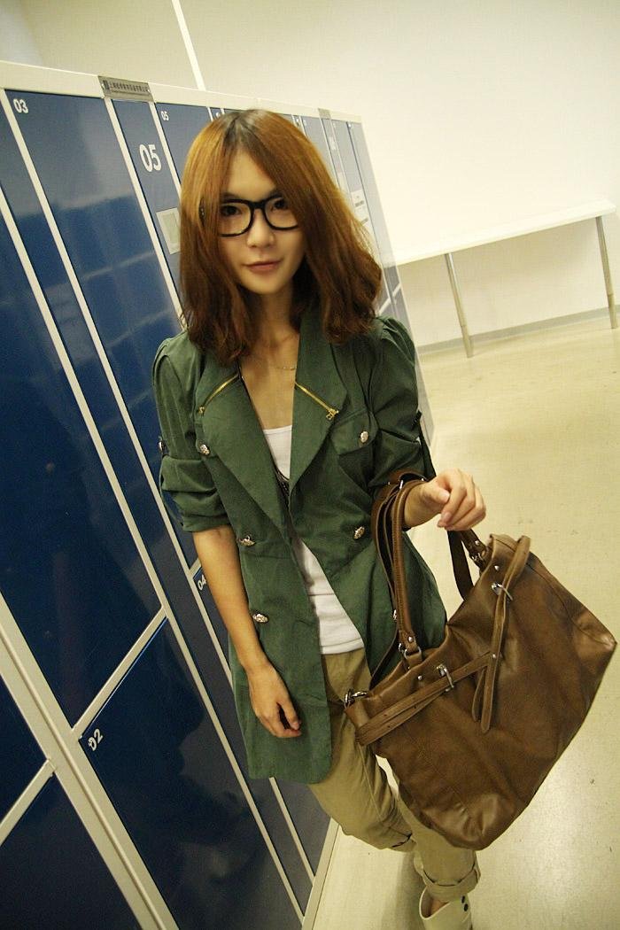 2012 autumn women's military metal zipper slim double breasted trench outerwear