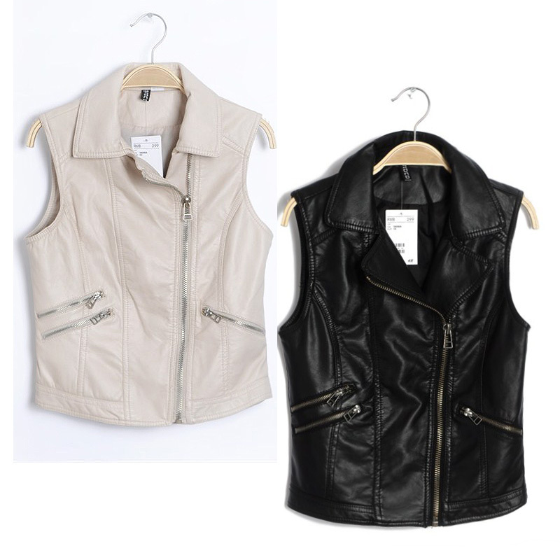 2012 autumn women's motorcycle paragraph solid color black water wash PU leather vest vest ,Free shipping