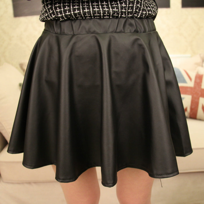 2012 autumn women's new arrival all-match solid color leather skirt leather short skirt bust skirt black leopard print red