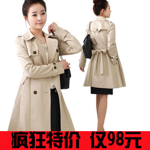 2012 autumn women's new arrival medium-long double breasted elegant slim overcoat female trench outerwear Free Shipping