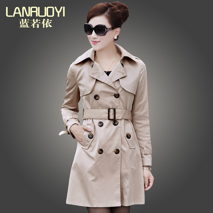 2012 autumn women's outerwear double breasted medium-long slim overcoat trench female