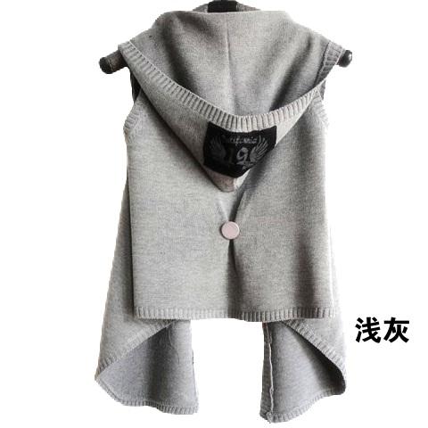 2012 autumn women's outerwear sweater solid color sleeveless waistcoat vest hooded cardigan