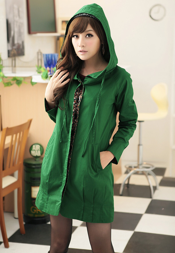 2012 autumn women's plus size long-sleeve medium-long casual slim with a hood trench outerwear female