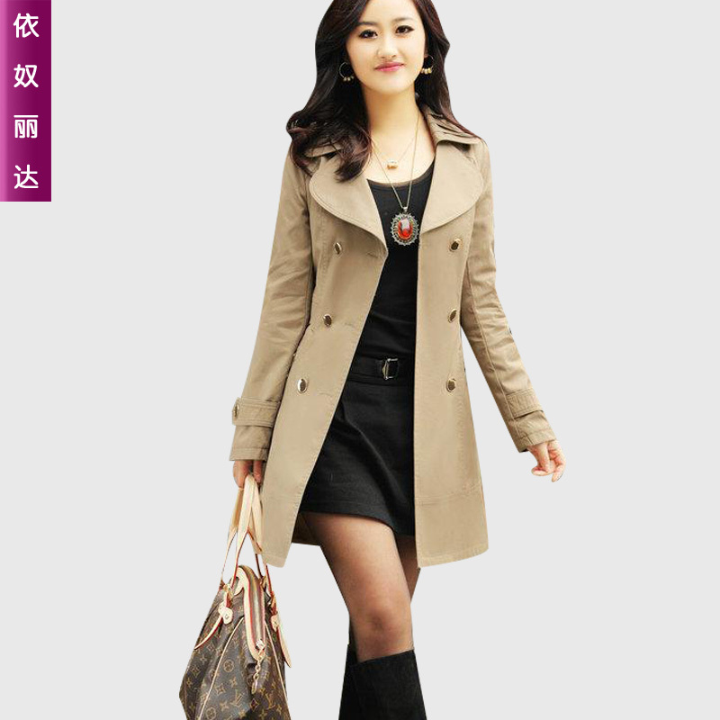 2012 autumn women's quality ol elegant slim plus size trench female outerwear spring and autumn