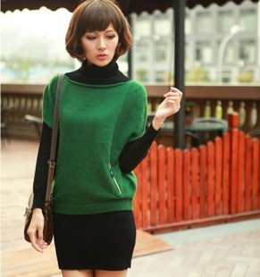 2012 autumn women's rabbit hair batwing type sweater twinset sweater