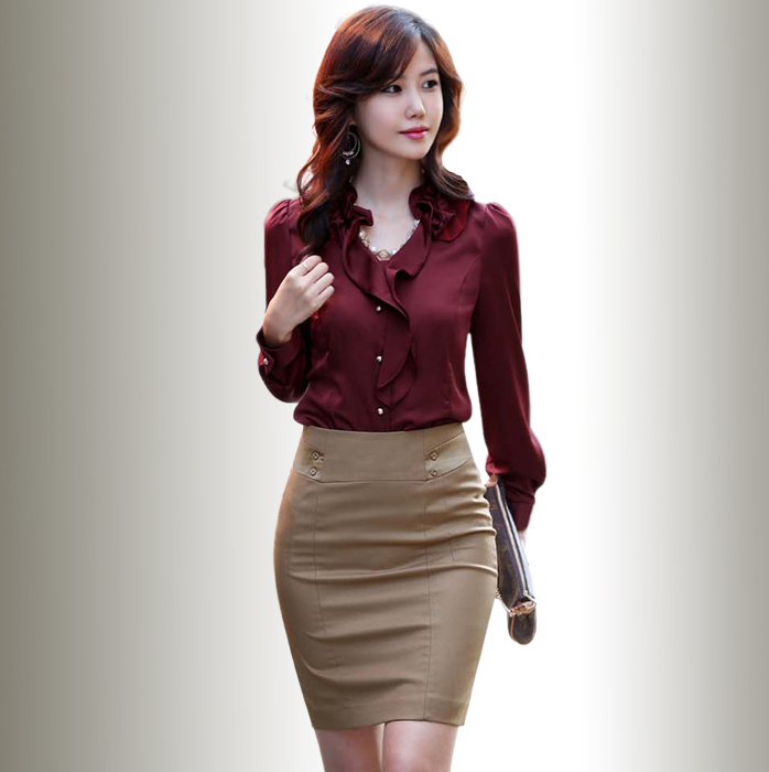 2012 autumn women's set OL outfit slim long-sleeve shirt bust skirt set
