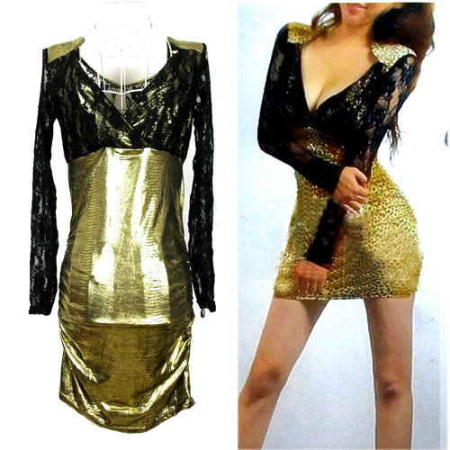 2012 autumn women's sexy V-neck PU leather tight slim hip long-sleeve dress