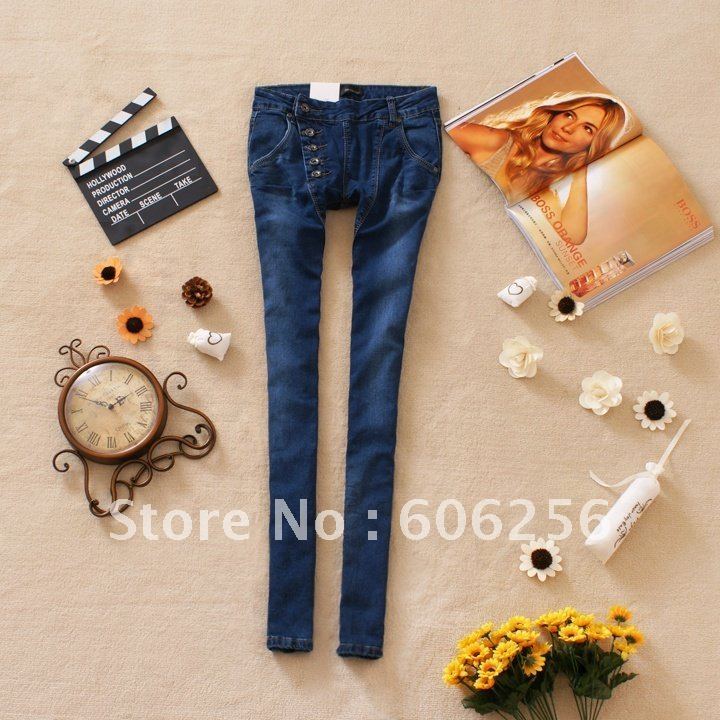 2012 autumn women's single breasted casual skinny pants trousers denim jeans,lady sexy denim jeans