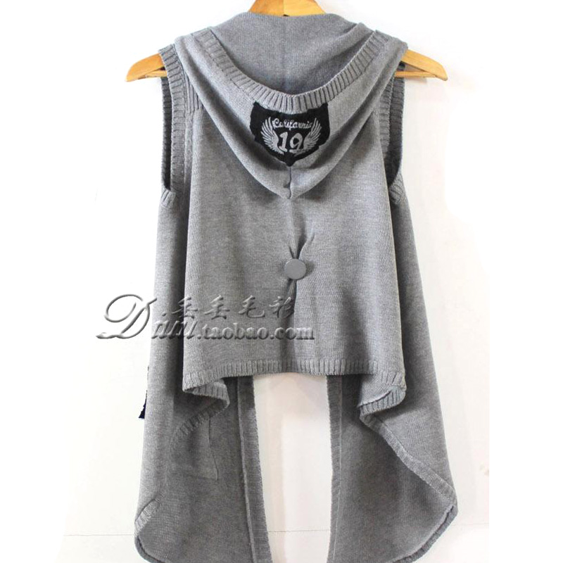 2012 autumn women's sleeveless vest cape hooded cardigan outerwear