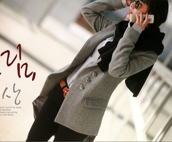 2012 autumn women's slim all-match woolen suit jacket overcoat trench long-sleeve outerwear#M307