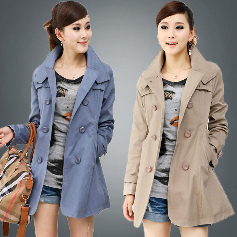 2012 autumn women's slim double breasted medium-long trench outerwear trench female