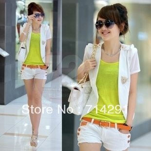 2012 autumn women's slim elegant casual cardigan short-sleeve suit coat