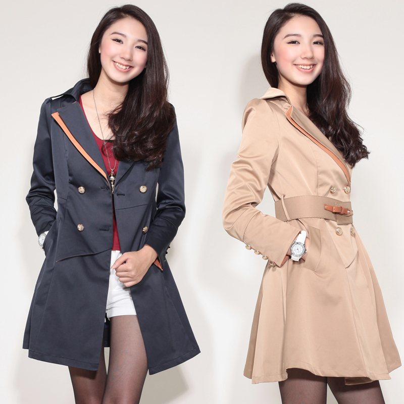 2012 autumn women's slim fashion trench outerwear female double breasted slim women's trench