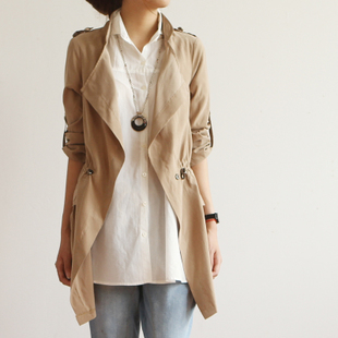 2012 autumn women's slim half sleeve medium-long sunscreen casual outerwear trench