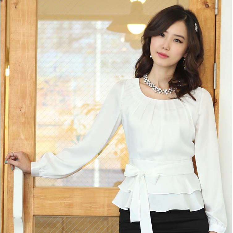 2012 autumn women's slim long-sleeve tooling shirt female casual all-match basic shirt white