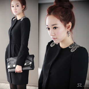 2012 autumn women's slim long-sleeve woolen outerwear winter woolen overcoat mantissas trench