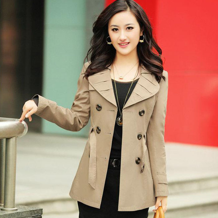 2012 autumn women's slim plus size casual short design small trench female outerwear spring and autumn