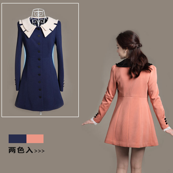 2012 autumn women's slim trench female outerwear spring and autumn medium-long trench outerwear