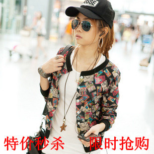 2012 autumn women's small shirt fashion slim cartoons small jacket long-sleeve cardigan short jacket