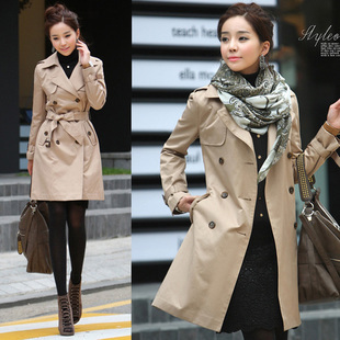 2012 autumn women's spring and autumn fashion trench outerwear female double breasted slim women's trench colthing free shipping