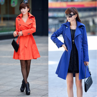 2012 autumn women's trench female outerwear spring and autumn long design double breasted slim