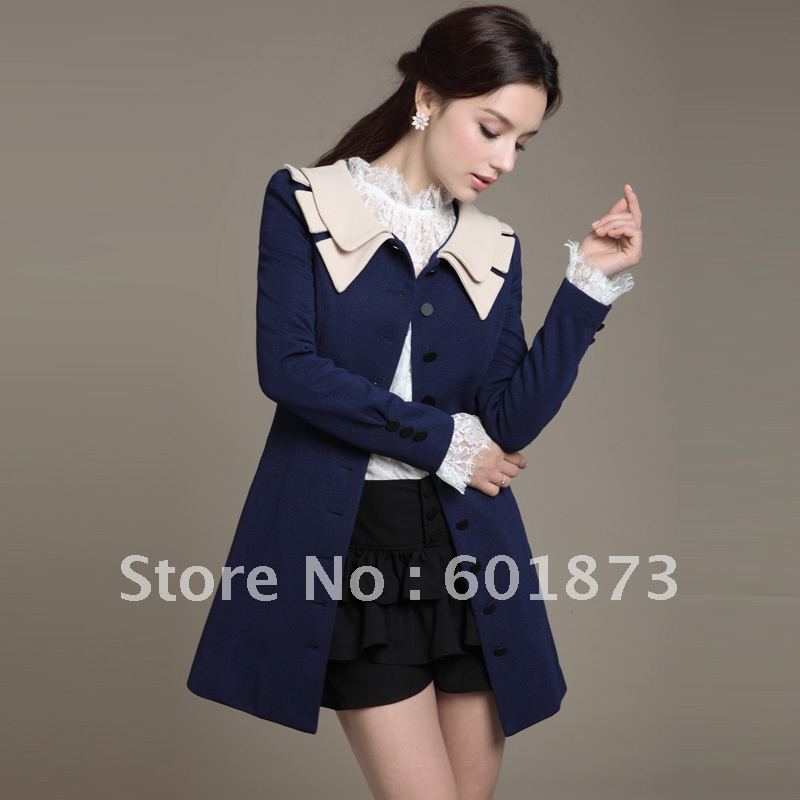 2012 autumn women's trench female outerwear spring and autumn medium-long slim trench outerwear 5188