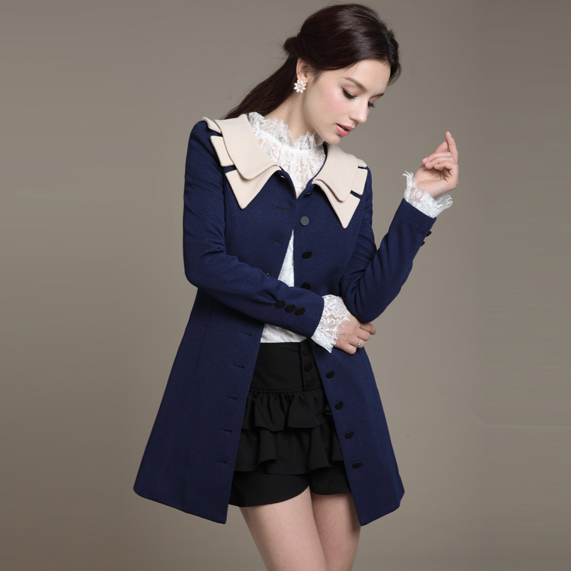 2012 autumn women's trench female outerwear spring and autumn medium-long slim trench outerwear 5188