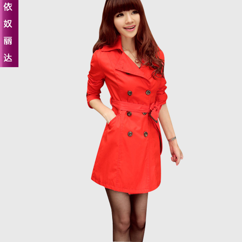 2012 autumn women's trench female outerwear spring and autumn medium-long slim trench outerwear