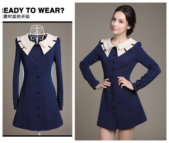 2012 autumn women's trench outerwear spring and autumn double layer peaked collar medium-long slim waist 5188