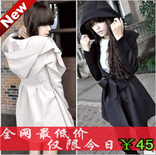 2012 autumn women's trench slim hooded medium-long women's trench spring and autumn outerwear female