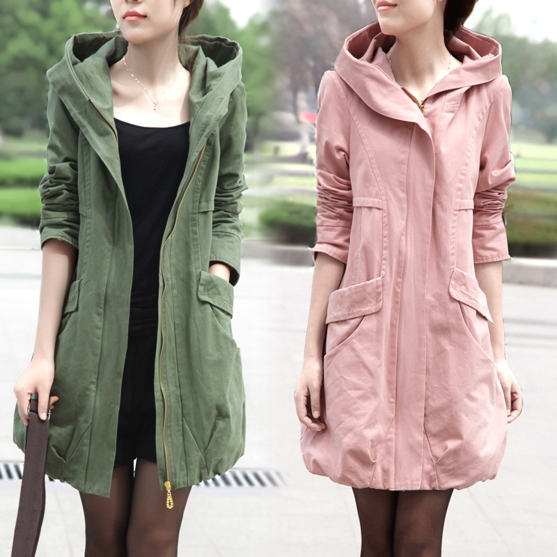 2012 autumn women's trench slim plus size autumn and winter women long design zipper casual outerwear female