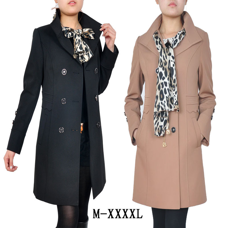 2012 autumn women's trench slim plus size long-sleeve stand collar long design silk scarf trench outerwear