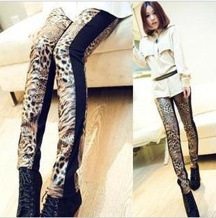 2012 autumn women's trousers tiger faux leather massifs slim legging