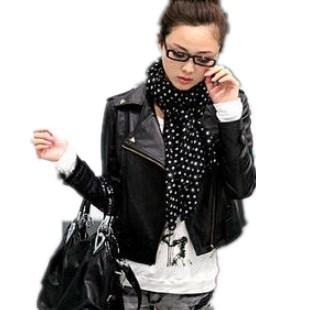 2012 autumn women's turn-down collar fashion plus size leather clothing female short design slim PU jacket outerwear female