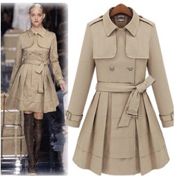 2012 AUTUMN [YZ066]fashion women's outerwear,cotton high trench, navy style coats free shipping