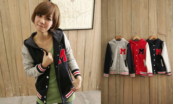 2012 Autunm and Winter Varsity Jacket Long Sleeve Baseball Coat Korean Mandarine Collar Sportwear