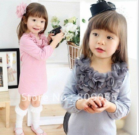 2012 Baby girl dress Children dress long sleeve dress 5pcs/lot free shipping