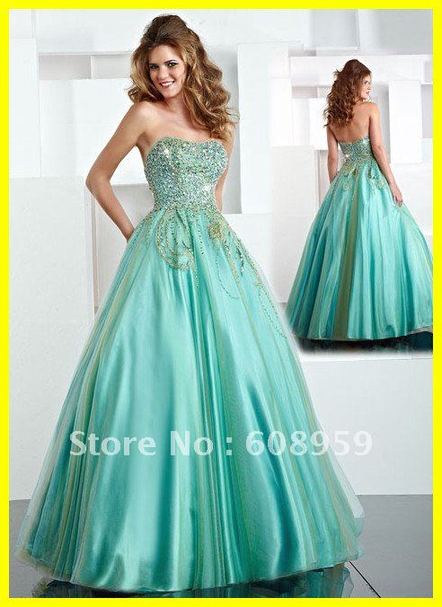 2012 Ball Gown Green Strapless Sequins Floor Length Formal Dress Prom Gowns Quinceanera Dresses
