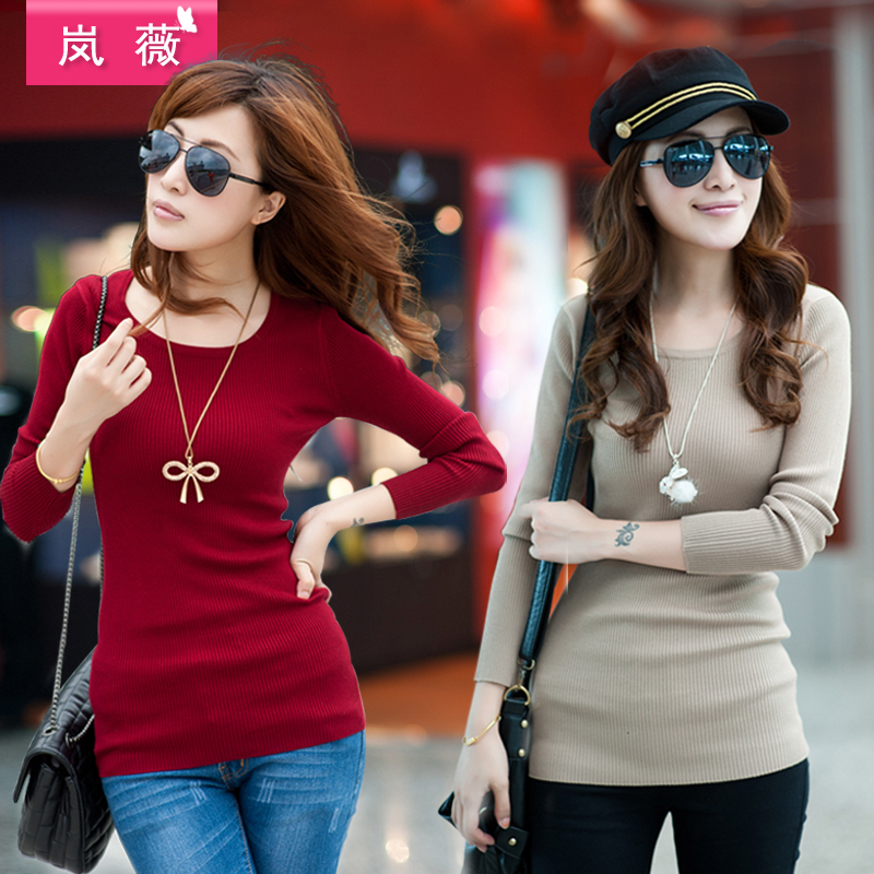 2012 Basic Coat Medium-long Slim Women's Basic Shirt Sweater Free Shipping