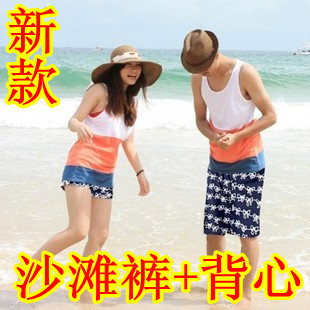 2012 beachwear vest beach pants set lovers beach pants