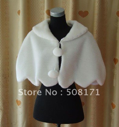 2012 Beautiful New Without tags Ivory Faux Fur Stole Wrap Shrug Bolero Coat Bride shawl
