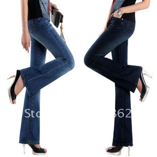 2012 bell-bottom jeans female trousers loose plus size high waist elastic slim boot cut