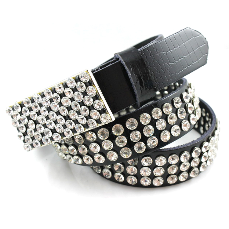 2012 belt women's all-match fashion rhinestone genuine leather wide strap decoration belt