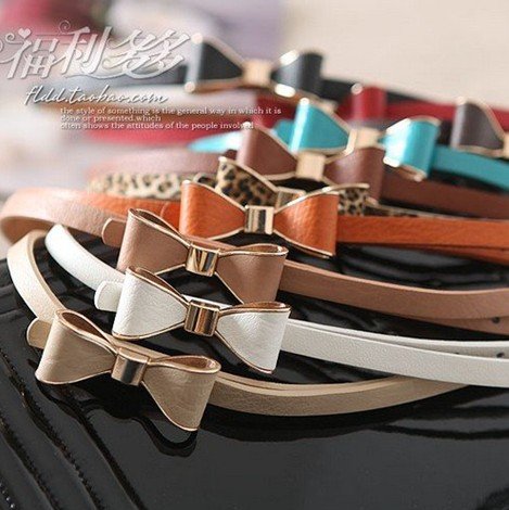 2012 Belts for Women Korean Fashion Bow Thin Leather Belts For Women bow Buckle Smooth Belt cheap Wholesale y179